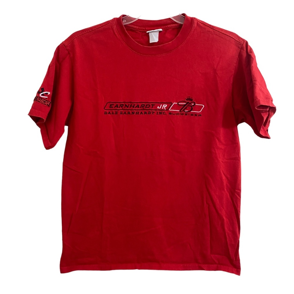 CHASE Authentic EARNHARDT JR Budweiser Race unisex red tshirt sz MEDUIM -